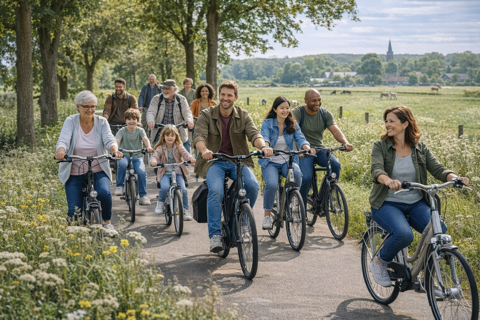 Fietsgroep door Emmen